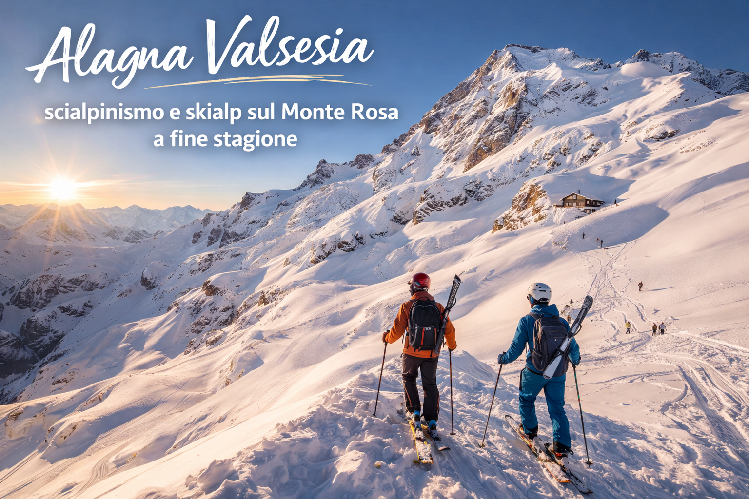 Scialpinismo sul Monte Rosa al tramonto