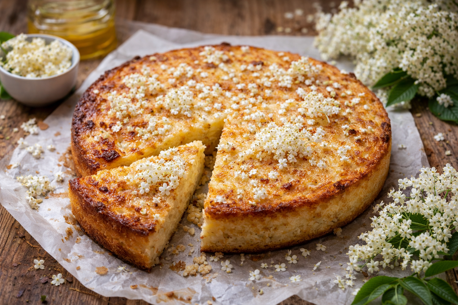 Torta di riso vercellese con sambuco