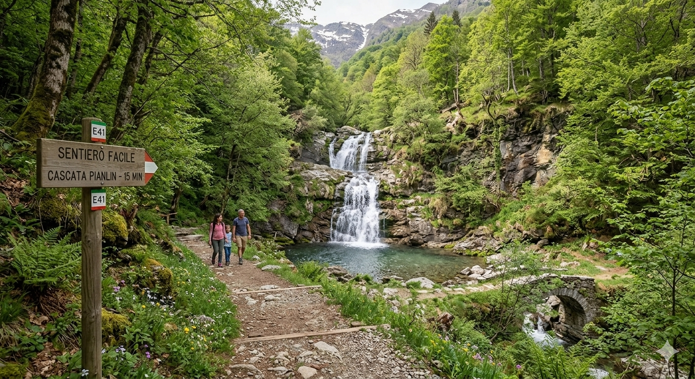 Cascata Pianlin Valle Cervo sentiero facile