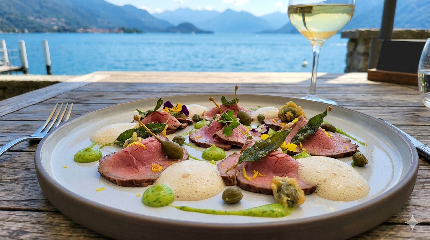 Vitello tonnato rivisitato con maionese alle erbe e capperi del Lago Maggiore