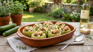 Zucchine ripiene alla piemontese con carne di vitello e toma stagionata